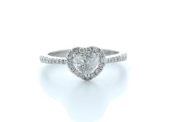 18k White Gold Heart Shape Diamond With Halo Setting Ring 0.77 (0.45) Carats