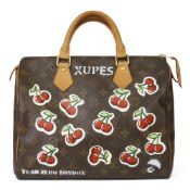 Louis Vuitton X Year Zero London Hand-Painted ‘Cherries’ Brown Monogram Coated Canvas Speedy 30