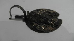 Vintage Bronze Double Dragon Pendant