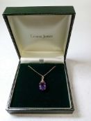 Ernest Jones 9Ct Gold Amethyst Pendant