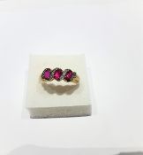 9Ct Gold Ruby And Diamond 3 Stone Ring