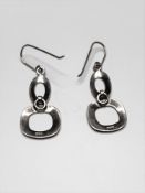 Vintage Silver Oval & Square Loop Earrings
