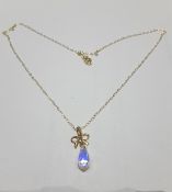 9Ct Yellow Gold Rainbow Crystal Matching Earrings & Pendant