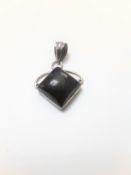 Vintage Large Diamond Shaped Amethyst Silver Pendant