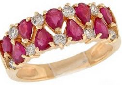 18Ct Yellow Gold Ruby & Diamond Half Hoop Ring