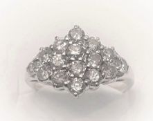 14Ct Yellow Gold Triangular Diamond Cluster Ring