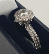 Diamond Engagement Ring Set In 18K White Gold