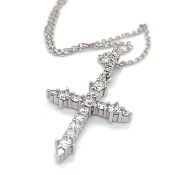 Diamond Cross Necklace Set In 18K White Gold