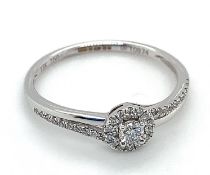 Diamond Engagement Ring, 18K White Gold