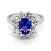 Tanzanite & Diamond Ring Set In 18K White Gold