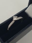 Diamond Engagement Ring Set In 18K White Gold
