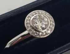 Diamond Engagement Ring Set In 18K White Gold