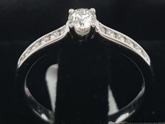 Diamond Engagement Ring Set In 18K White Gold