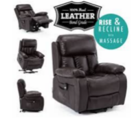 Brand New Boxed Brown Leather Powered Rise and Recline Chair - Customer Return