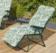 (R3J) 2x Relater Sunbed Chair. 1x Blue Geo. 1x Green Fern.