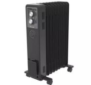 (R5F) 2x 9 Fin Oil Filled Radiator 2000W. 1x Dimplex Black (1x Wheel Missing). 1x Mistral White.