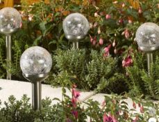 (R5O) Contents Of 3 Containers. Mixed Solar Lights To Inc Crackle, String, Stick & Spotlight.