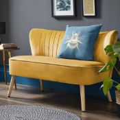 (R4H) 2x Cocktail Sofa Ochre (1x Damage To Frame. 1x Soiled) Solid Wood Legs Velvet Fabric. (H)71