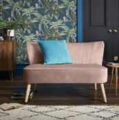 (R3M) 1x Cocktail Sofa Dark Blush RRP £120. Velvet Fabric Cover with Rubberwood Legs. (H72xW110x