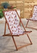 (R3I) 2x Deckchairs. 1x Jungle Print. 1x Giraffe Print (Has Leg damage. See Photo).