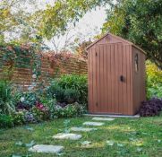 1x Keter Darwin 4x6 Outdoor Plastic Garden Storage Shed Brown RRP £340. (H205x W125.8x D184.5cm)