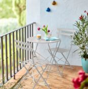 (R8A) 1x Lazio Bistro Set Grey RRP £85. Powder Coated steel Frame. Foldable Units For Easy Storage