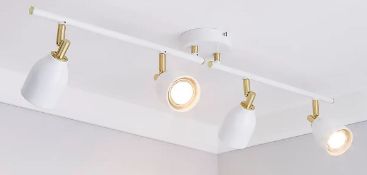 (R5F) 5x Verve Lighting Items. 1x Chrome And Wood Spotlight ATL209GB. 1x Thorpe 4 Spotlight White
