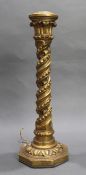 Carved Giltwood Candlestick Table Lamp