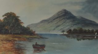 William G. Glover Jn. 1848-1916. Signed Watercolour. Rowing Boat on a Lake