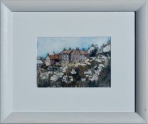 SHIELA R MCDONALD (SCOTTISH) Homes on the Hill. Signed Water Colour
