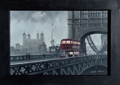 STEVEN SCHOLES (1952- English), Tower Bridge London, Signed Oil Painting