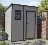 (R16) 1x Keter Manor Pent Shed 6x4 RRP £350. (L183.5 x W111 x H200.5 cm). (Unit Open, Unsure If