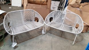 (R16) 2x Acapulco 2 Seater Garden Bench Grey RRP £100 Each. (H78.5 x W125 x D67.5cm). Some Synth