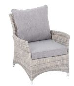 (R16) 3x Florence Garden Rattan Chairs With 3x Cushions (2x Legs Bent)