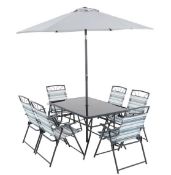 (R16) 1x Wexfordly 6 Seater Folding Dining Set RRP £200. Foldable Chairs For Easy Storage. Tempere