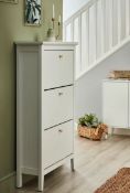 (R3K) 1x Hamilton Shoe Cabinet White. Metal Handles. (H122.5x W70x D26cm)