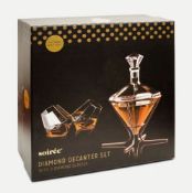 (R2G) 4 Items. 1x Diamond Decanter Set With 2 Diamond Glasses. 1x Diamond Glasses Twin Pack. 1x 4 B