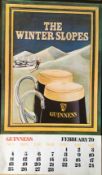 1979 Vintage Guinness Calendar Month Print –The Winter Slopes –