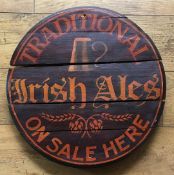 Wooden Irish Ale Advertising Traditional Irish Ales Sold here