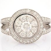 HRD Antwerp Certificated 18K White Gold Diamond Ring (Total 1.09 Ct. Stone)