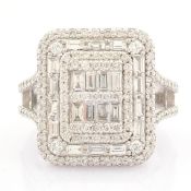 HRD Antwerp Certificated 14K White Gold Diamond Ring (Total 1.25 Ct. Stone)