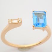 HRD Antwerp Certificated 14K Rose/Pink Gold Baguette Diamond & Diamond Ring (Total 1.17 Ct. Ston...