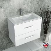 New (C119) Gloss White 2 Drawer 800 Wall Mounted Unit White Gloss. RRP £389.99. Blum Drawer F...
