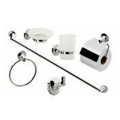 New (Aa77) Cassellie 6 Piece Chrome Bathroom Accessory Set. Cassellie 6 Piece Chrome Bathroom A...