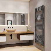 New (Aa39)Towel Rail - 22mm, Anthracite Curved, 1600x500mm.