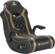 (R11H) 1x X Rocker Gold Multimedia Gaming Chair. (See Photo For Cables Provided. Accessories Box Wa