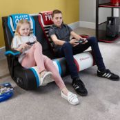 1x XRocker Dual Rivals Twin Gaming Chair RRP £239. (See Photos For Cables Included With Lot)