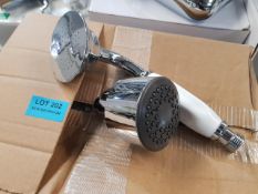 Approx. 40 x fixed 60mm chrome shower heads 05006 and 1 x traditional universal fitting telephone st