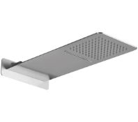Blade designer fixed shower head with waterfall feature and easy clean needle jets. 160 x 450mm. SH