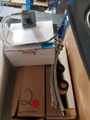 Modern towel hook and 2 x triple valve chrome shower valve back plates with hoses